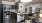 a kitchen with black appliances